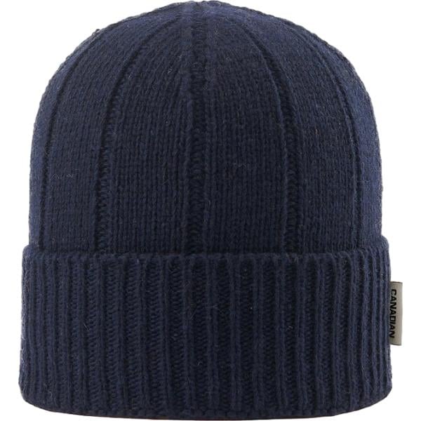 Beanie da uomo in blu scuro made in italy in lana Canadian
