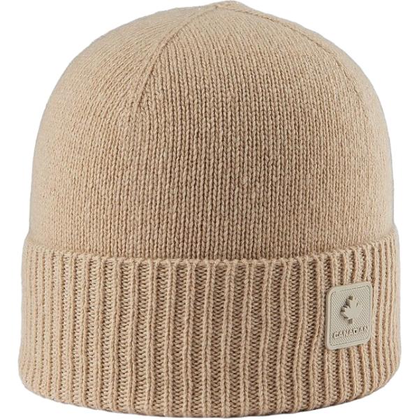 Beanie da donna in beige sabbia made in italy in lana Canadian