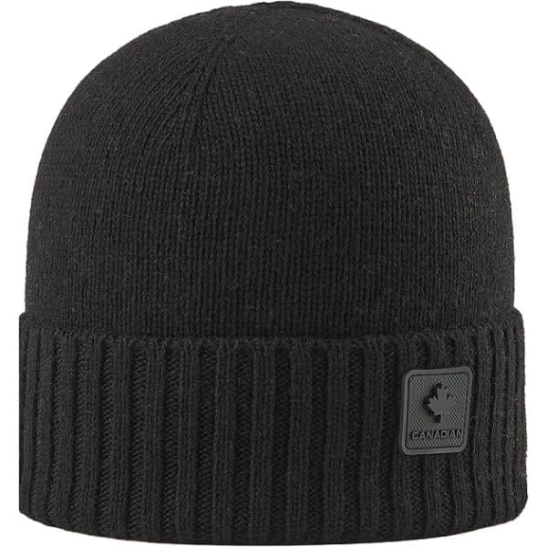 Beanie da donna in nero pece made in italy in lana Canadian