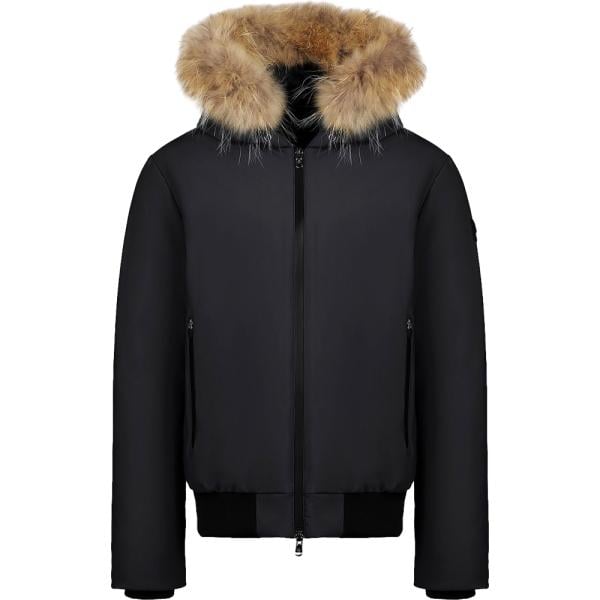 Bomber da uomo in nero pece collo con cappuccio con zip in nylon Canadian