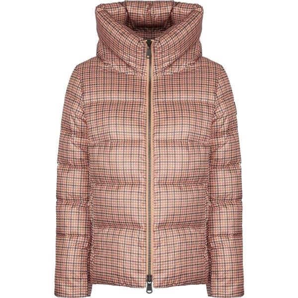 Piumino da donna in marrone scuro con stampe collo alto corto con zip Canadian