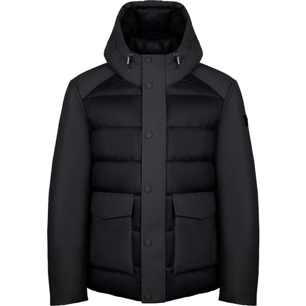 Piumino da uomo in nero pece collo con cappuccio con zip Canadian Canadian