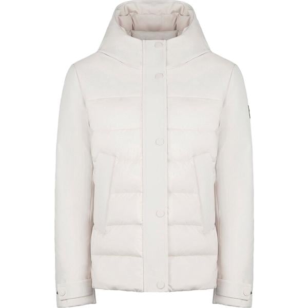 Piumino da donna in grigio chiaro collo con cappuccio corto con zip Canadian