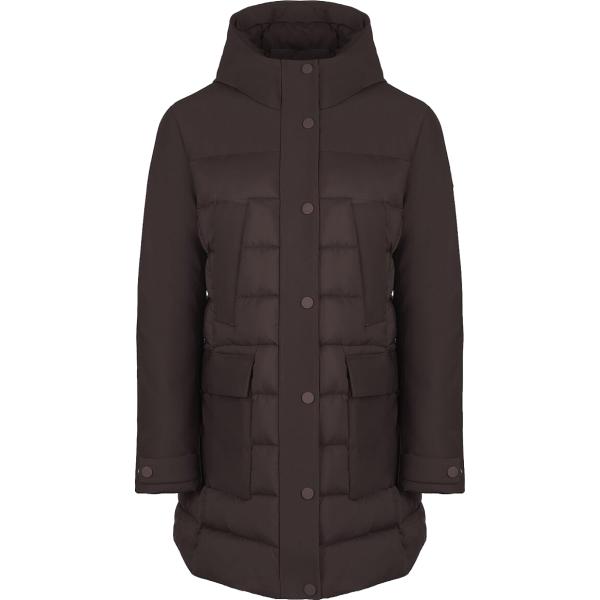 Piumino da donna in marrone scuro collo con cappuccio con zip Canadian