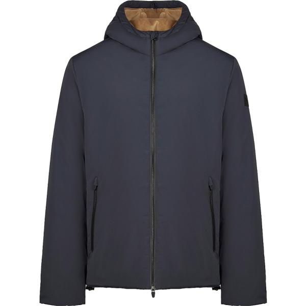 Giacca soprabito da uomo in grigio scuro collo con cappuccio corto con zip in nylon Canadian