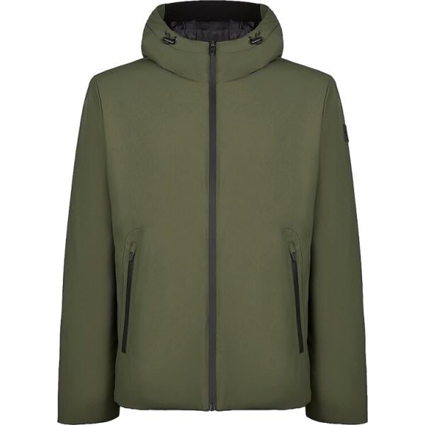 Giacca soprabito da uomo in verde oliva collo con cappuccio con zip in nylon Canadian