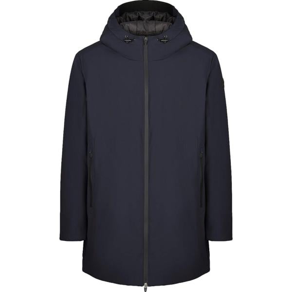 Giacca soprabito da uomo in blu scuro collo con cappuccio lungo con zip in nylon Canadian