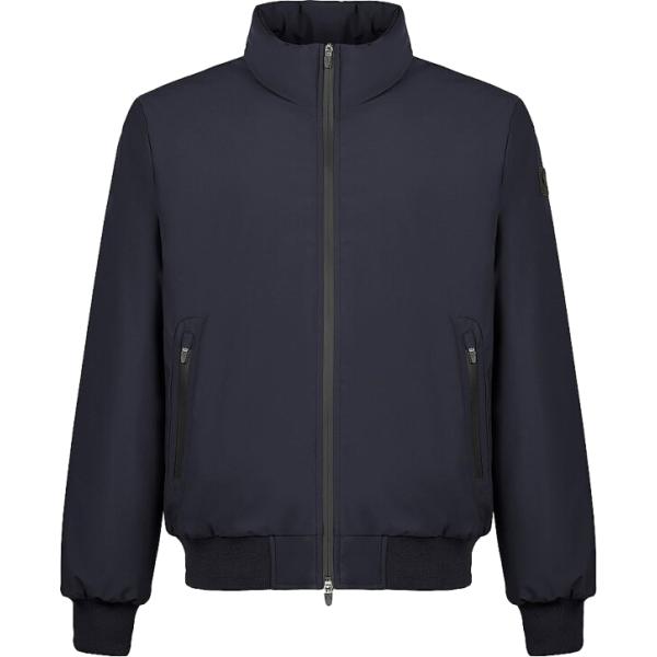 Bomber da uomo in blu scuro collo alto con zip in nylon Canadian
