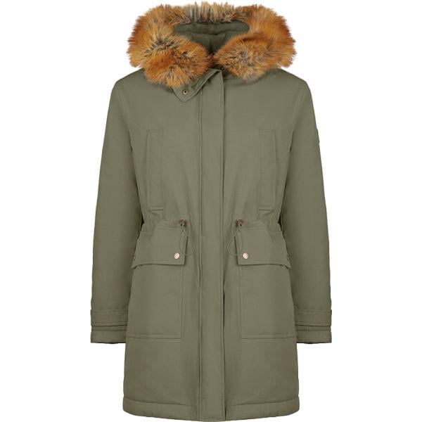 Parka da donna in verde oliva collo con cappuccio con zip in nylon Canadian Canadian