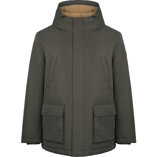 Giacca soprabito da uomo in verde oliva collo con cappuccio con zip in poliestere Canadian