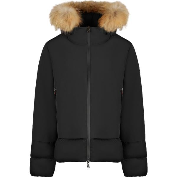 Piumino da donna in nero pece collo con cappuccio corto con zip in poliestere Canadian
