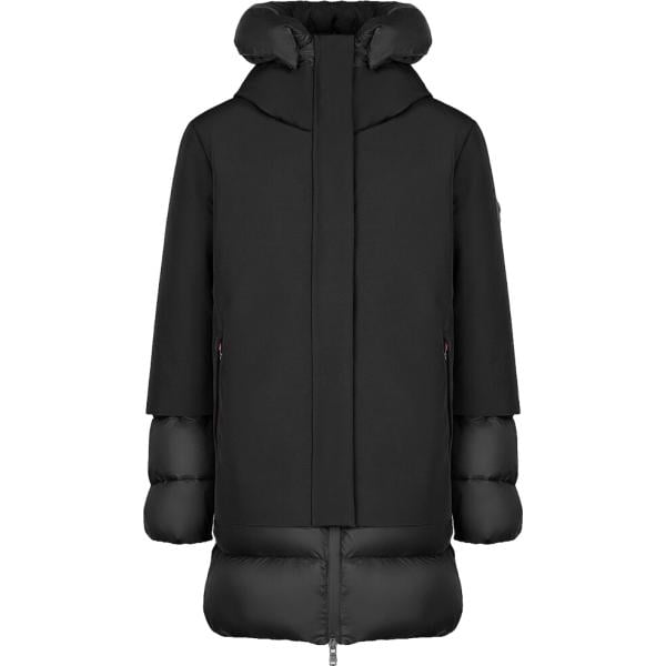 Giacca da donna in nero pece collo con cappuccio lungo con zip in poliestere Canadian