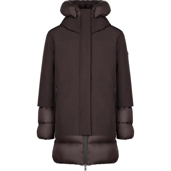 Giacca da donna in marrone scuro collo con cappuccio lungo con zip in poliestere Canadian Canadian