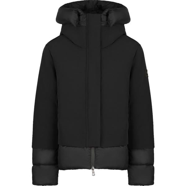 Piumino da donna in nero pece collo con cappuccio corto con zip in poliestere Canadian