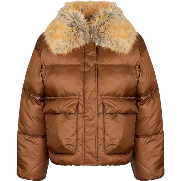 Piumino da donna effetto lucido corto con zip in nylon Canadian
