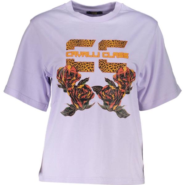 t-shirt Cavalli class viola con stampe