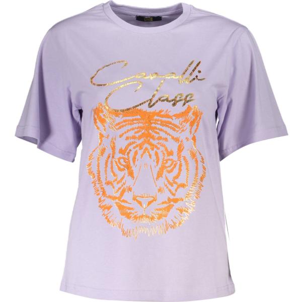 t-shirt Cavalli class viola con stampe