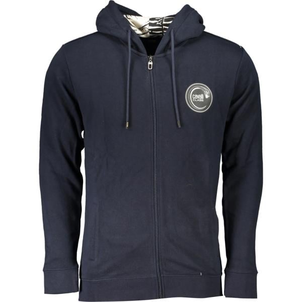 felpe con cappuccio Cavalli class blu con stampe