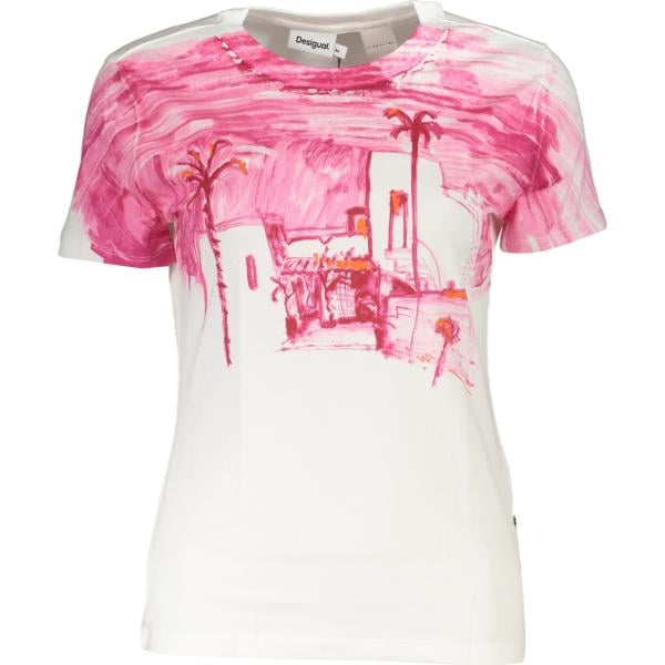 t-shirt Desigual bianco con stampe
