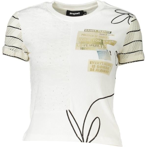 t-shirt Desigual bianco con stampe