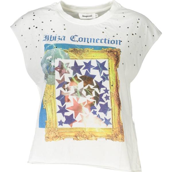 t-shirt Desigual bianco con stampe