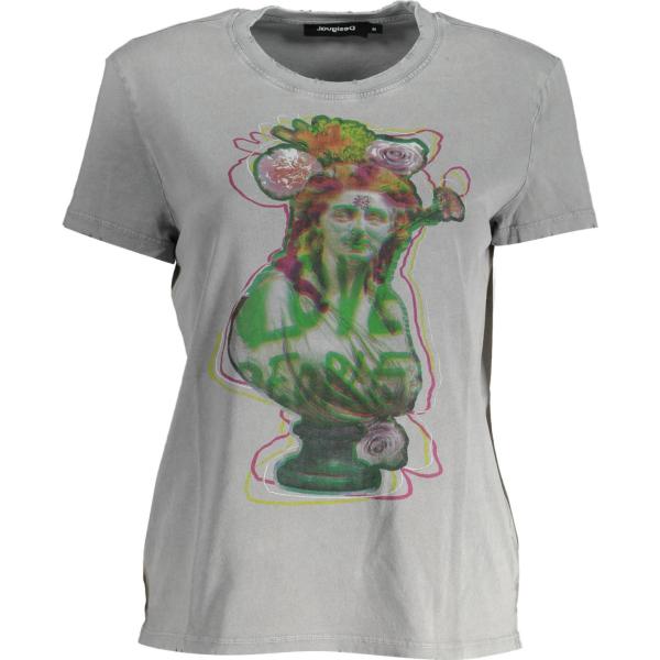 t-shirt Desigual grigio con stampe
