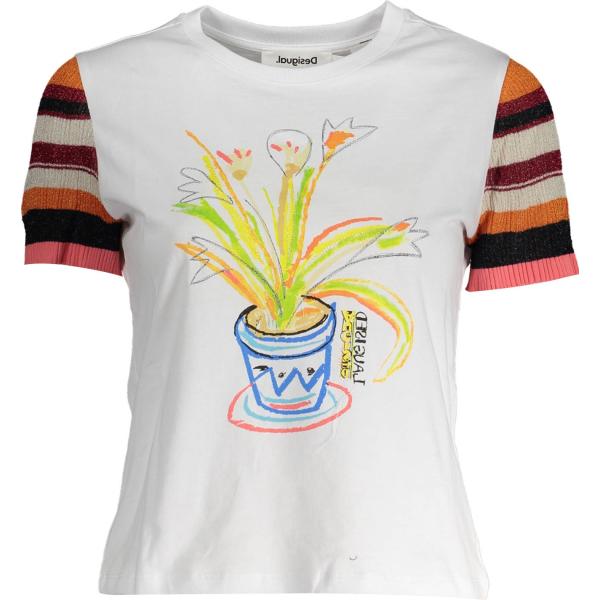 t-shirt Desigual bianco con stampe