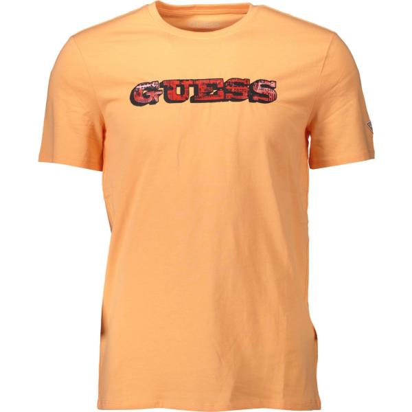 t-shirt Guess jeans arancione con stampe