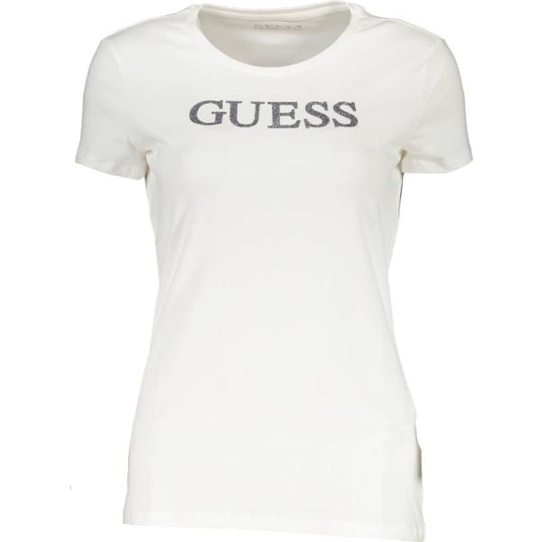 t-shirt Guess jeans bianco con stampe