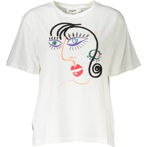 t-shirt Desigual bianco con stampe