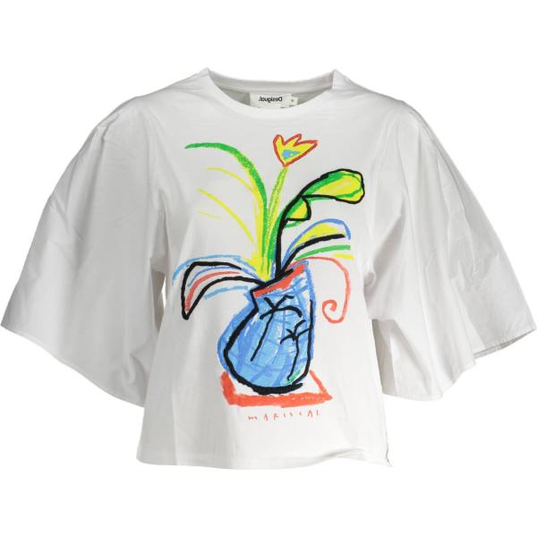 t-shirt Desigual bianco con stampe
