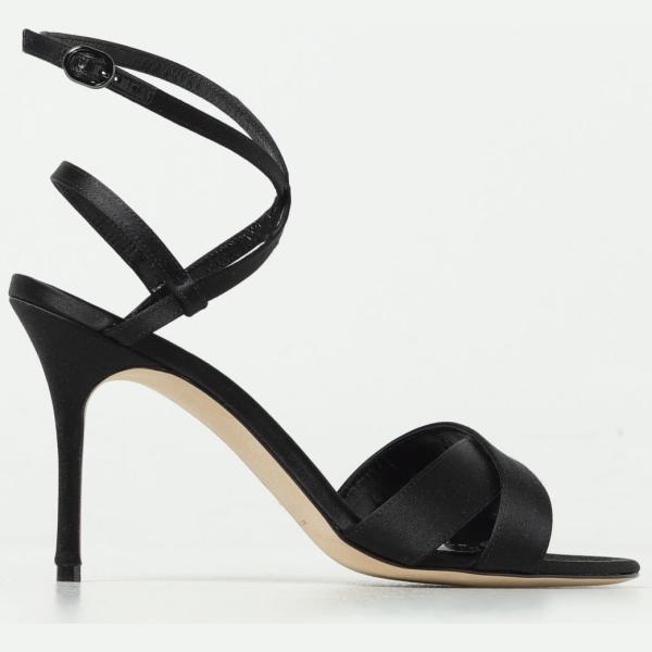 sandali col tacco Manolo Blahnik nero