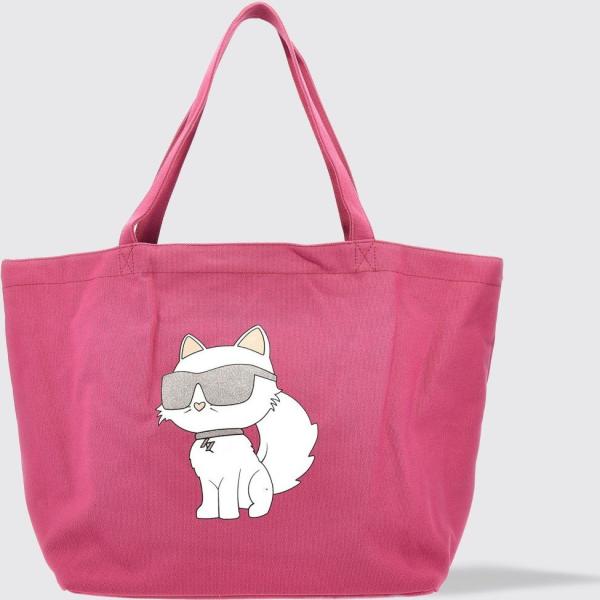 borse tote Karl Lagerfeld rosa con stampe