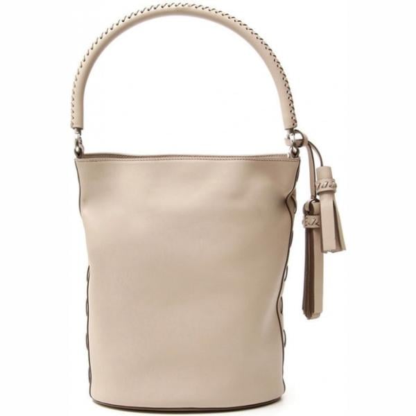 Borsa a tracolla secchiello con manico interno foderato con nappine Diffusione Tessile