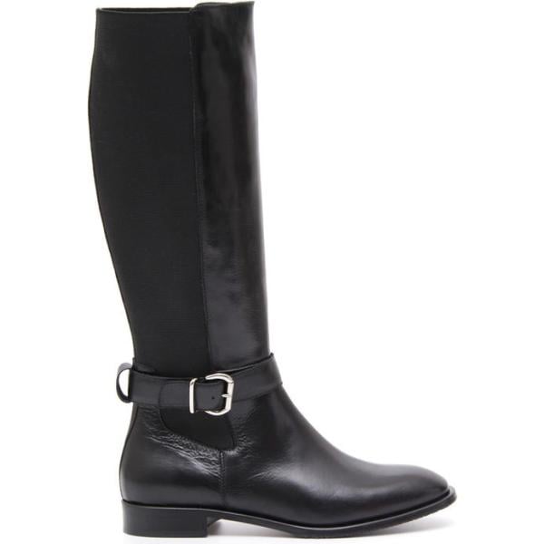 Stivali con cinturino e punta tonda in pelle Diffusione Tessile