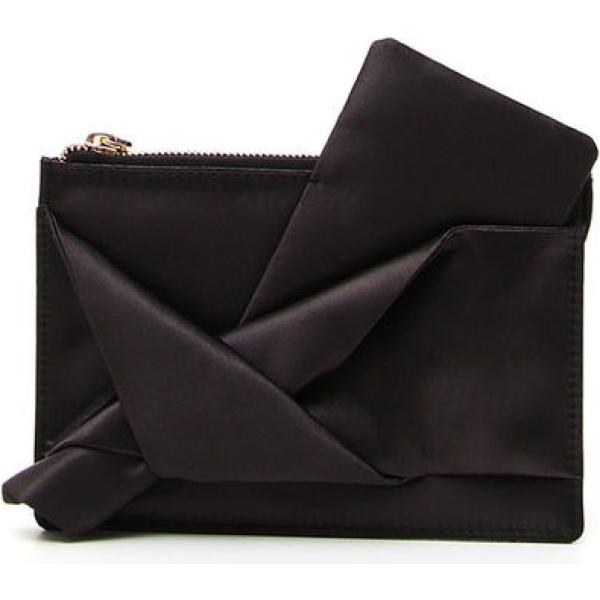 Pochette con fiocco maxi effetto lucido con zip in raso con nodi Diffusione Tessile