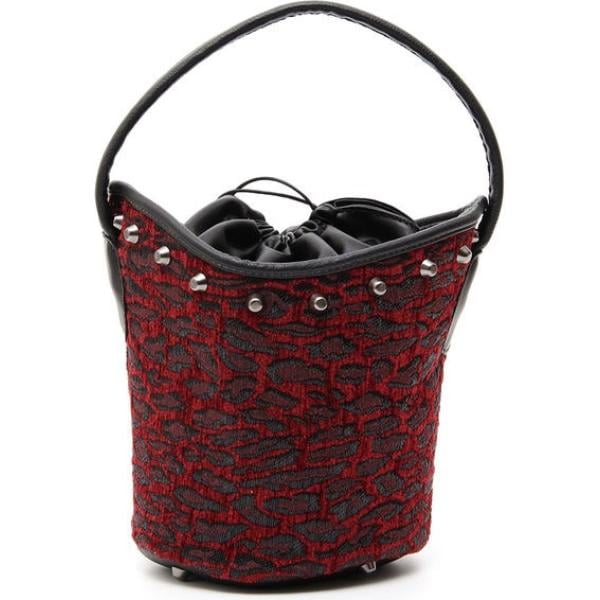 Borsa a tracolla secchiello con manico e borchie con zip jacquard Diffusione Tessile