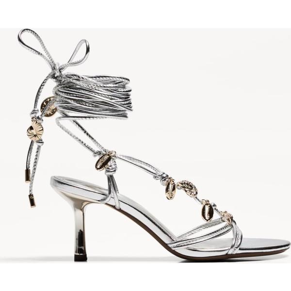 sandalias de tacón Bershka blanco