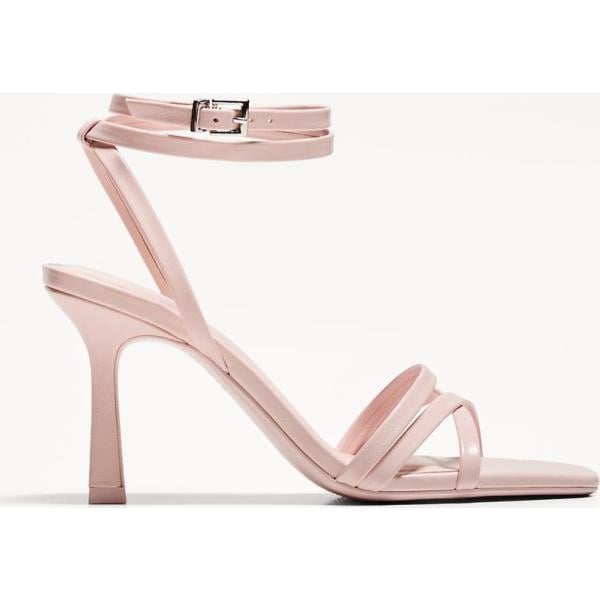 sandalias de tacón Bershka blanco
