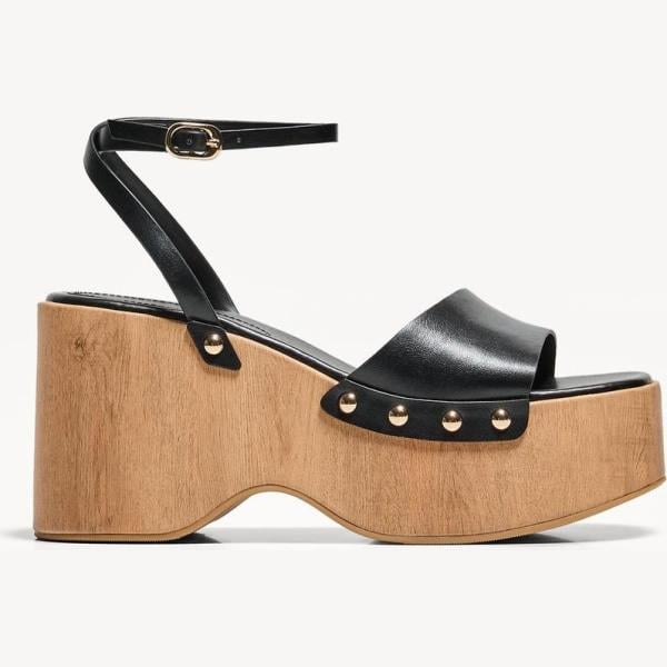 sandalias de tacón Bershka blanco