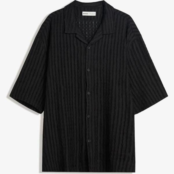 camisas de manga corta Bershka negro