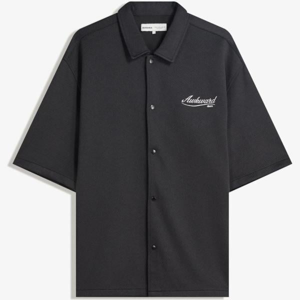 camisas de manga corta Bershka negro