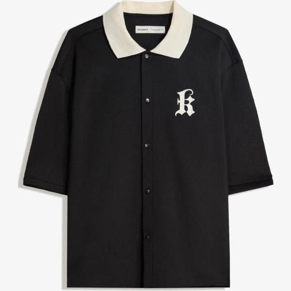 camisas de manga corta Bershka negro