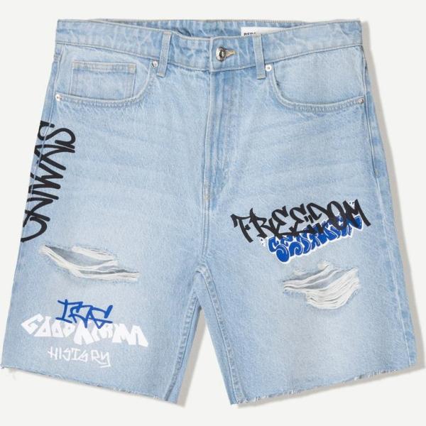 bermudas Bershka azul con diseños
