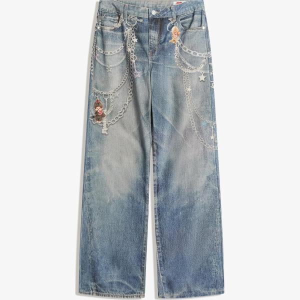 vaqueros Bershka gris con diseños