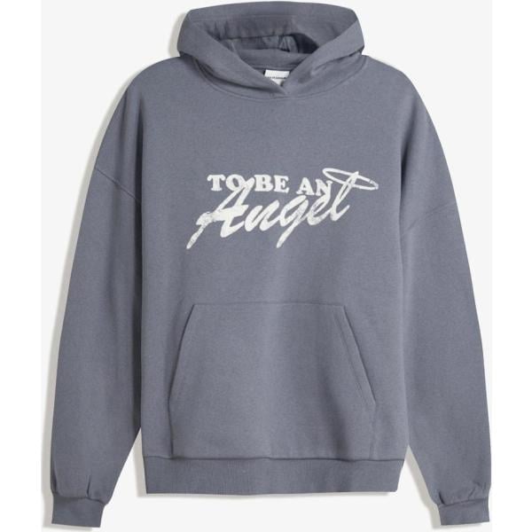 sudaderas con capucha Bershka gris con diseños