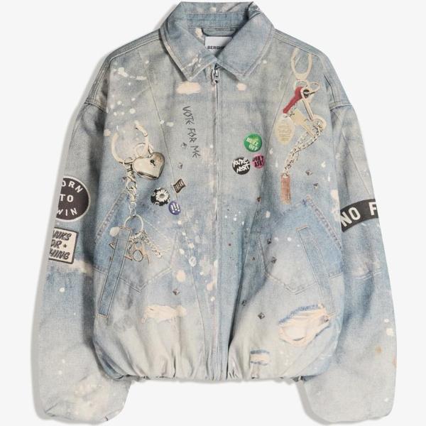 chaquetas Bershka gris con diseños