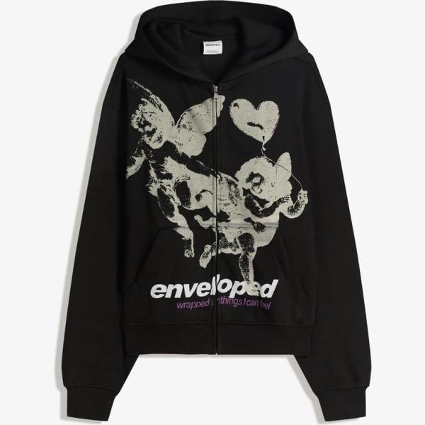 sudaderas con capucha Bershka negro con diseños