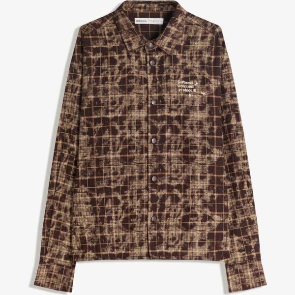 camisas Bershka marrón de cuadros