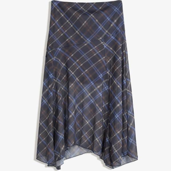 falda longuette Bershka gris de cuadros